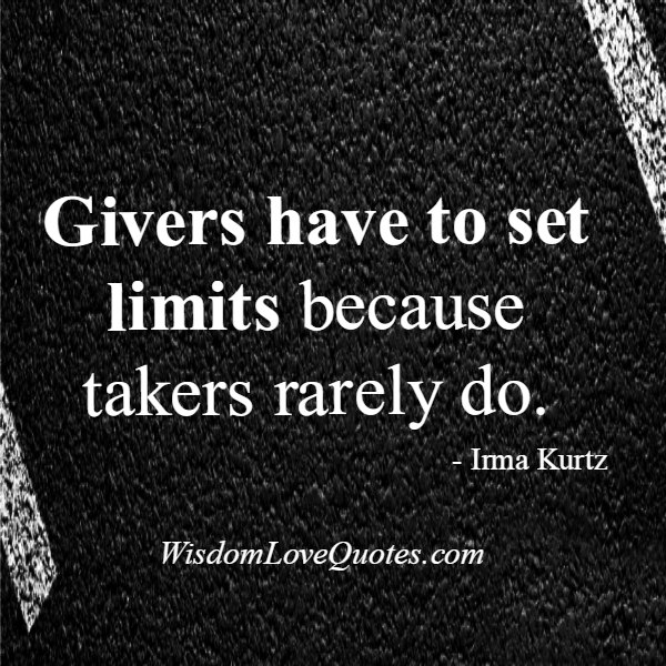 Sometimes givers have to set limits