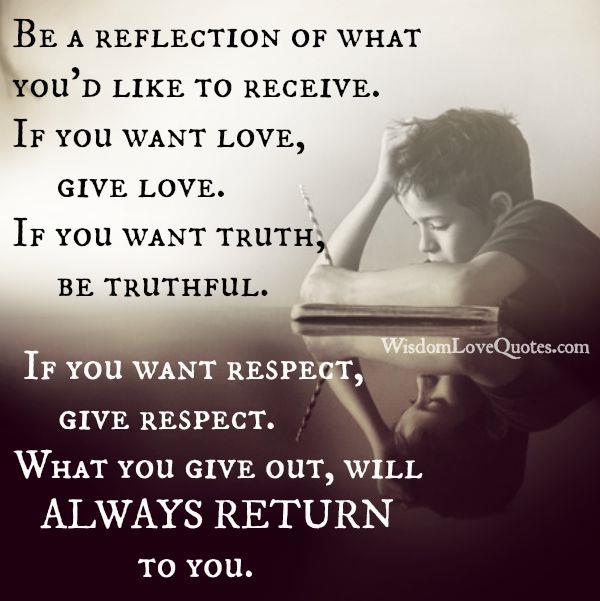 Be reflection of what you would like to receive